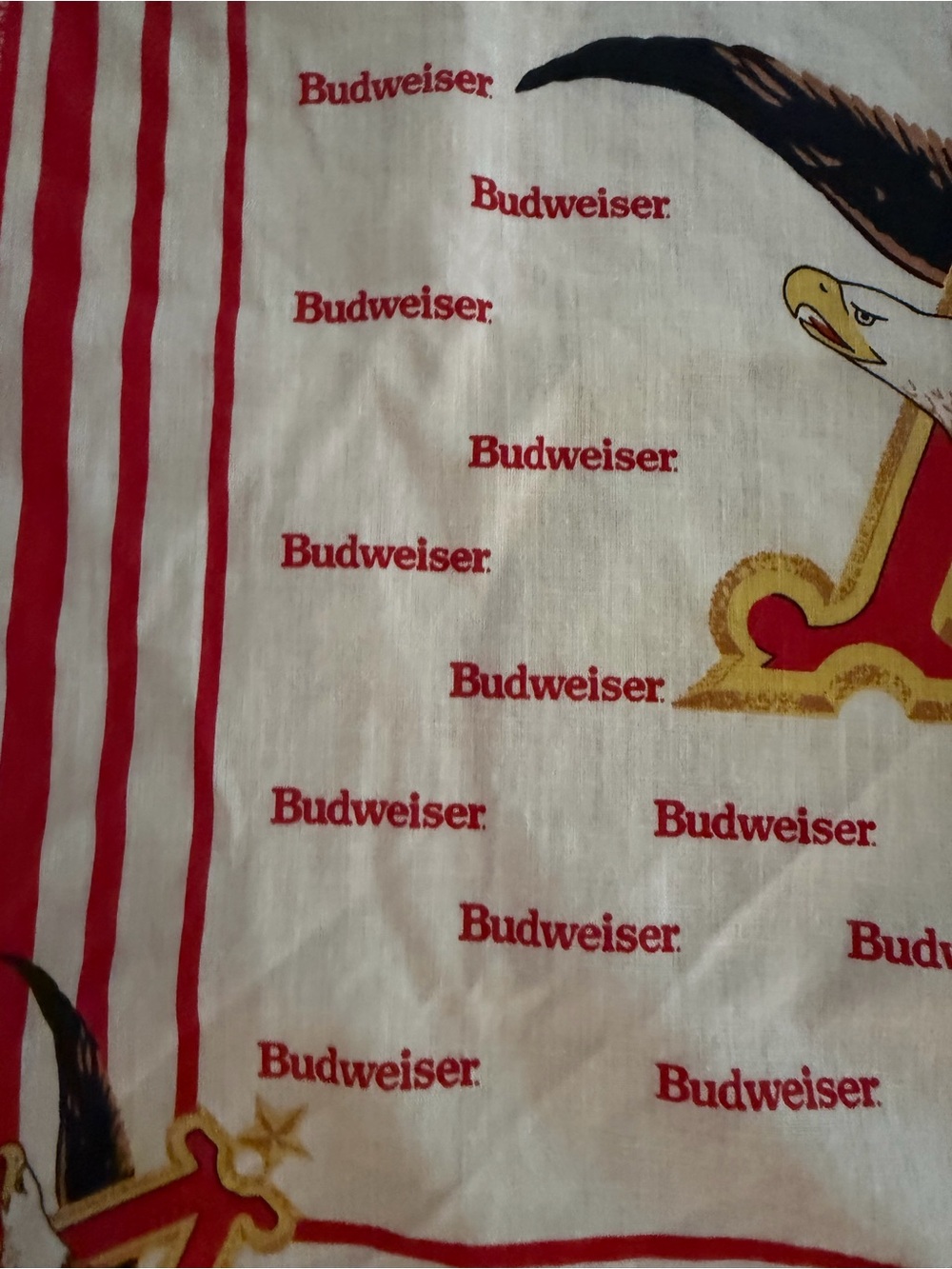 Budweiser Red and White Eagle Crest Bandana vintage 1989 - Picture 2 of 6
